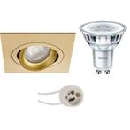 GU10 Inbouwspot Set - Mat Goud - Inbouw Vierkant -, Huis en Inrichting, Lampen | Spots, Metaal of Aluminium, Nieuw, Ophalen of Verzenden