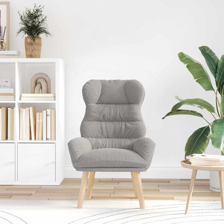 vidaXL Fauteuil Lichtgrijs 69 x 74 x 93 cm Sherpa Stof, Huis en Inrichting, Fauteuils, Nieuw, Verzenden