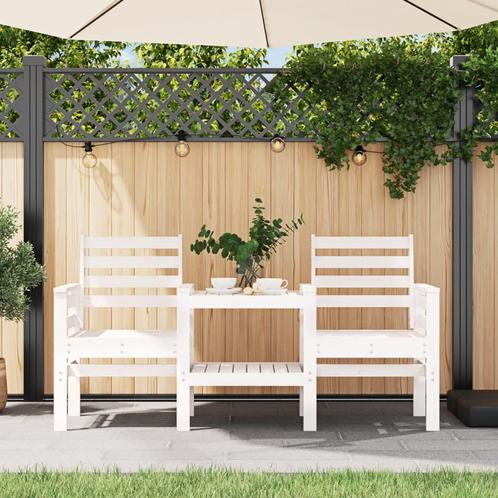 vidaXL Tuinbank met tafel 2-zits massief grenenhout wit, Tuin en Terras, Tuinbanken, Nieuw, Verzenden