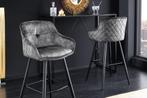 Design barkruk EUPHORIA grijs fluweel zwart metalen poten, Huis en Inrichting, Barkrukken, Ophalen of Verzenden, Nieuw