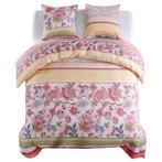 vidaXL Dekbedovertrekset bloemen/gestreept 200x220/80x80 cm, Huis en Inrichting, Slaapkamer | Beddengoed, Verzenden, Nieuw, Roze