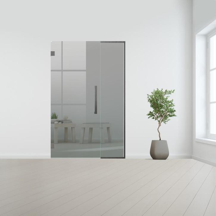 Glazen binnendeur met zijlicht zonder kozijn RVS beslag-Grij, Doe-het-zelf en Verbouw, Glas en Ramen, Nieuw, Ophalen of Verzenden