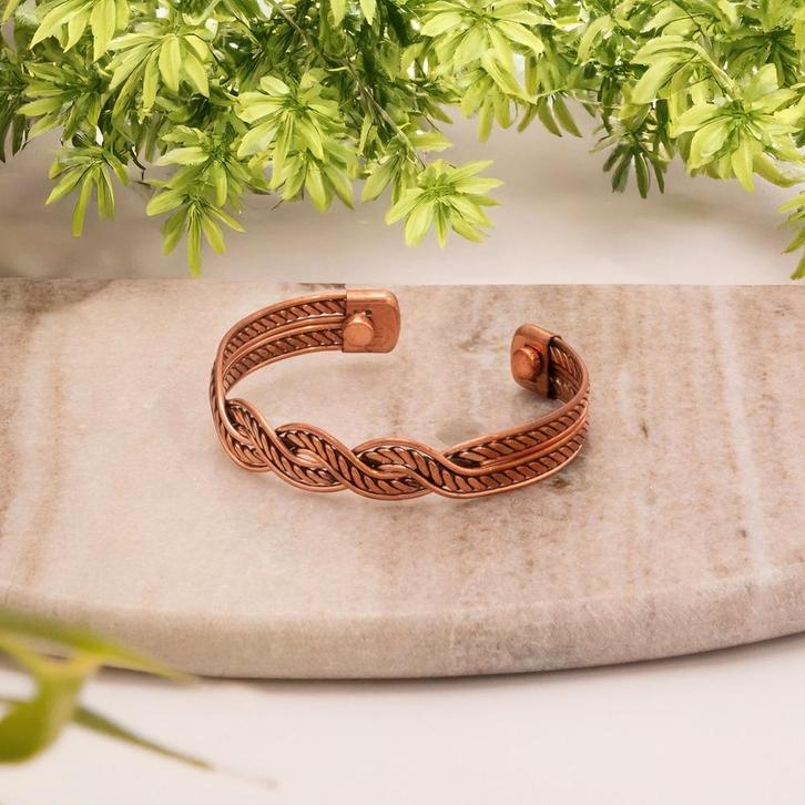 Koperen gezondheids-klemarmband met 2 magneten, Sieraden, Tassen en Uiterlijk, Armbanden, Ophalen of Verzenden