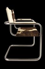 Fauteuil - Chroom, Leder - Leren console stoel, Antiek en Kunst, Antiek | Meubels | Stoelen en Banken