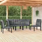 vidaXL 5-delige Loungeset poly rattan zwart en grijs, Verzenden, Nieuw, Rvs, Loungeset