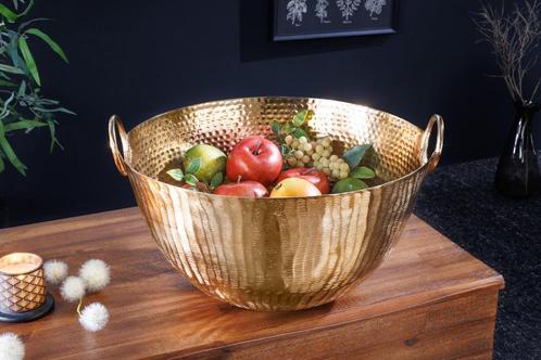 Handgemaakte decoratieve kom ORIENT 40cm goudkleurig metaal, Huis en Inrichting, Woonaccessoires | Vazen, Ophalen of Verzenden