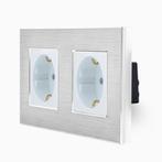 WANDCONTACTDOOS | ALUMINIUM | ZILVER | TWEEVOUDIG, Ophalen of Verzenden, Nieuw, Stopcontact