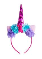 Eenhoorn Haarband Roze Bloemetjes Unicorn Diadeem Oortjes Pi, Nieuw, Carnaval, Ophalen of Verzenden, Accessoires