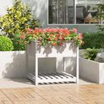 vidaXL Plantenbak met schap 82,5x82,5x81 cm massief, Verzenden, Nieuw, Hout, 60 cm of meer