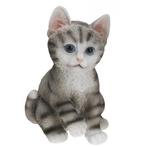 Zittende katten beeldje grijs 19 cm - Beeldjes, Nieuw, Verzenden