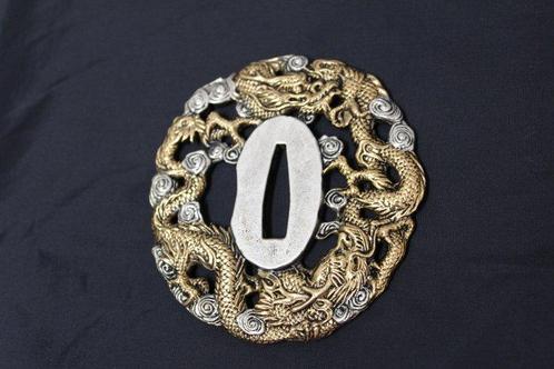 Tsuba – Japanse zwaardbeschermer – Geciseleerd koper –, Antiek en Kunst, Antiek | Overige Antiek