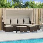vidaXL 5-delige Loungeset met kussens poly rattan bruin, Verzenden, Nieuw, Rotan, Loungeset