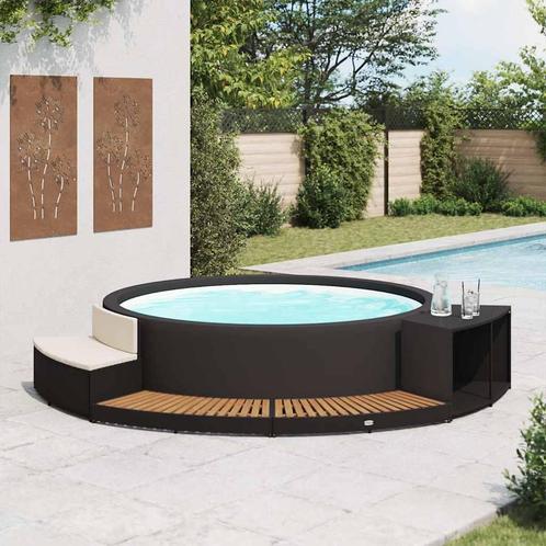 vidaXL Spa-ombouw poly rattan en acaciahout zwart, Tuin en Terras, Zwembad-toebehoren, Nieuw, Verzenden