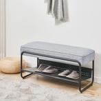 Schoenenbank Lillehammer 90x37x42 cm zwart en grijs [en.casa, Huis en Inrichting, Kasten | Schoenenkasten, Verzenden, Nieuw