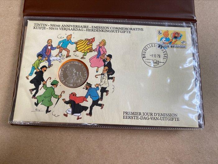 Tintin - 1 Envelop met zegelmedaille First Day Cover ter, Boeken, Strips | Comics