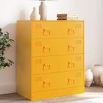 vidaXL Dressoir 67x39x83 cm staal mosterdgeel, Huis en Inrichting, Kasten | Dressoirs, Verzenden, Nieuw, 50 tot 100 cm, Metaal