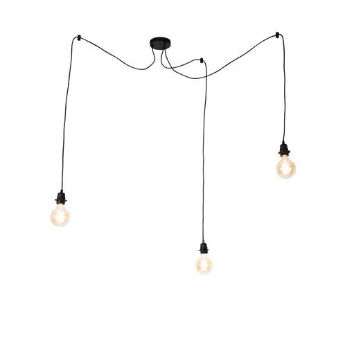 Industriële hanglamp zwart 3-lichts - Cava, Huis en Inrichting, Lampen | Hanglampen, Nieuw, Overige materialen, 75 cm of meer