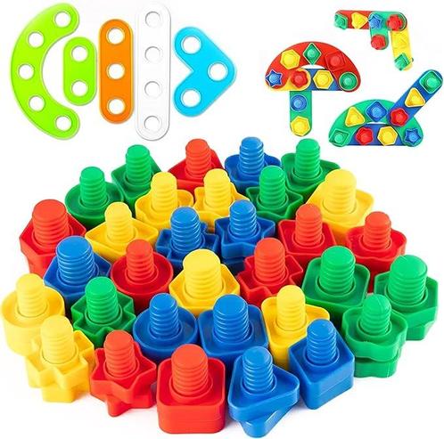 Educatief Speelgoed - Schroef en Moeren Spel – 32 Delig -, Hobby en Vrije tijd, Gezelschapsspellen | Overige, Nieuw, Verzenden