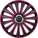 4-Delige Wieldoppenset LeMans 15-inch zwart/roze, Nieuw, Verzenden