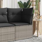 vidaXL Tuinhoekbank met kussens poly rattan grijs, Verzenden, Nieuw, Rotan