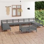 vidaXL 12-delige Loungeset massief grenenhout grijs, Verzenden, Nieuw, Loungeset