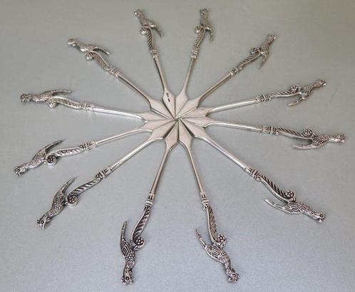 12 prikkers met kraaiende haan voor olijf of kaas, Th & P., Antiek en Kunst, Kunst | Designobjecten