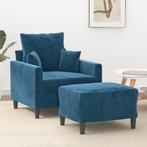 vidaXL Fauteuil met voetenbank 60 cm fluweel blauw, Eenpersoons, Verzenden, Nieuw, Minder dan 150 cm