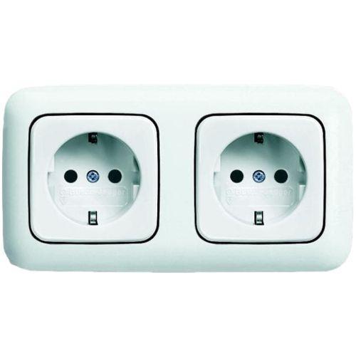 Busch Jaeger Reflex Si 2-voudige wandcontactdoos met, Doe-het-zelf en Verbouw, Elektra en Kabels, Nieuw, Ophalen of Verzenden