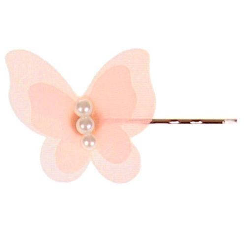 Schuifspeldje Lief Vlindertje Lichtroze Organza en Pareltjes, Sieraden, Tassen en Uiterlijk, Kindersieraden, Roze, Nieuw, Ophalen of Verzenden