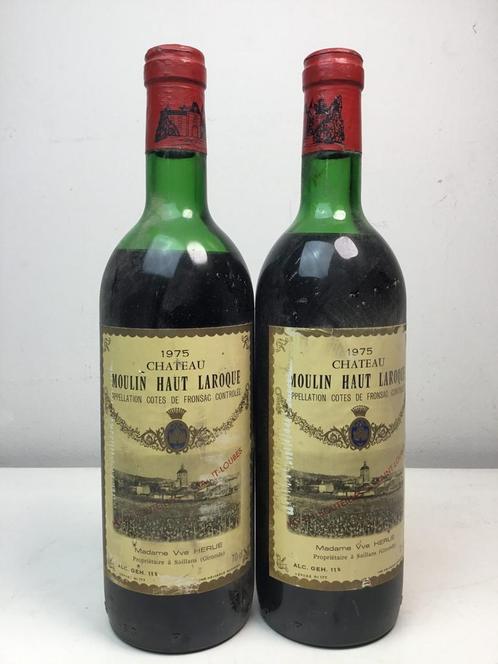 1975 Chateau Haut Laroque - Madame Vve Herue - Gironde,, Verzamelen, Wijnen, Gebruikt, Ophalen