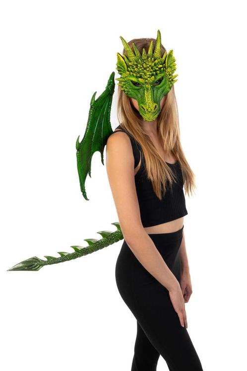 Verkleed Set Draak Groen Draken Masker Staart Vleugels Verkl, Kleding | Dames, Carnavalskleding en Feestkleding, Accessoires, Nieuw