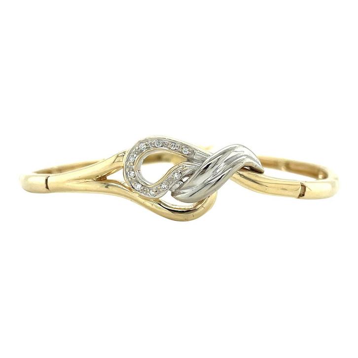 Gouden armband met diamant 17 cm 14 karaat, Sieraden, Tassen en Uiterlijk, Armbanden, Wit, Zo goed als nieuw, Goud, Verzenden