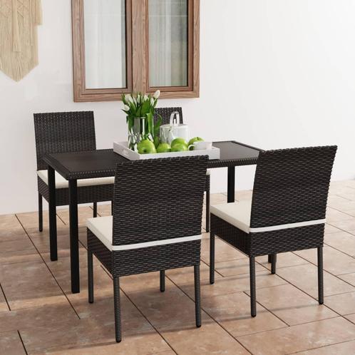 vidaXL 5-delige Tuinset poly rattan zwart, Tuin en Terras, Tuinsets en Loungesets, Tuinset, Nieuw, Rotan, Verzenden