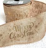 Jute kerst lint met goud Merry Christmas, Diversen, Kerst, Verzenden, Nieuw