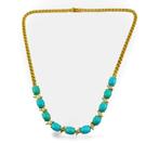 Halsketting - 18 karaat Geel goud, 18K geelgouden turquoise, Sieraden, Tassen en Uiterlijk, Kettingen, Nieuw