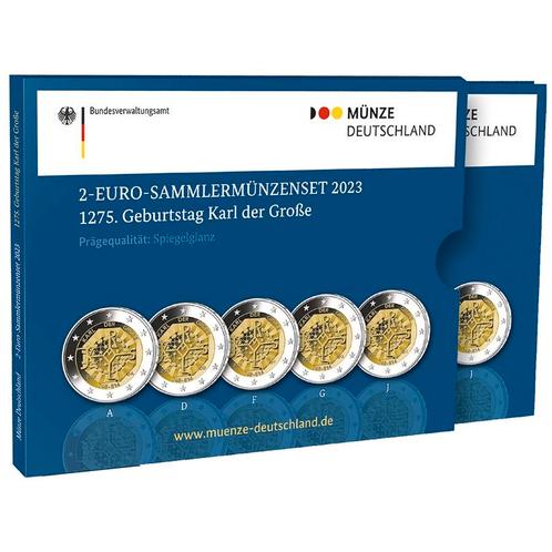 Duitsland 2 Euro Set Karel de Grote 2023 Proof, Postzegels en Munten, Munten | Europa | Euromunten, Verzenden