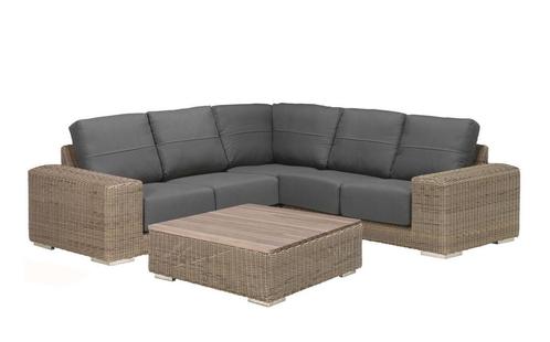 4 Seasons Outdoor Kingston hoekbank pure met tafel met teak, Tuin en Terras, Tuinsets en Loungesets, Ophalen of Verzenden