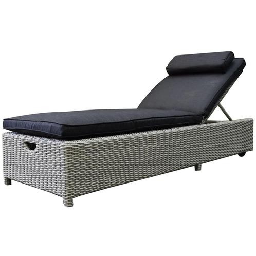 Showroommodel Thermen ligbed 189x65xH31 cm  wit grijs, Tuin en Terras, Tuinsets en Loungesets, Nieuw, Wicker, Ophalen of Verzenden