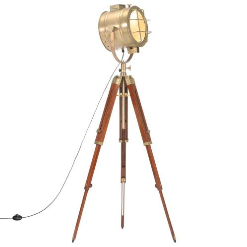vidaXL Vloerlamp driepoot 165 cm massief mangohout, Huis en Inrichting, Lampen | Overige, Nieuw, Verzenden