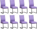 Set van 8 Lichtpaarse leren industriële eetkamerstoelen - po, Huis en Inrichting, Stoelen, Overige kleuren, Nieuw, Leer, Ophalen of Verzenden