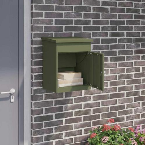 vidaXL Pakket inwerp box Olijfgroen 44 x 35 x 59 cm Staal, Tuin en Terras, Brievenbussen, Nieuw, Verzenden