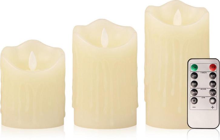 2dekans | FUEGOBIRD Oplaadbare LED Kaarsen Set 3-delig –, Huis en Inrichting, Woonaccessoires | Kandelaars en Kaarsen, Zo goed als nieuw