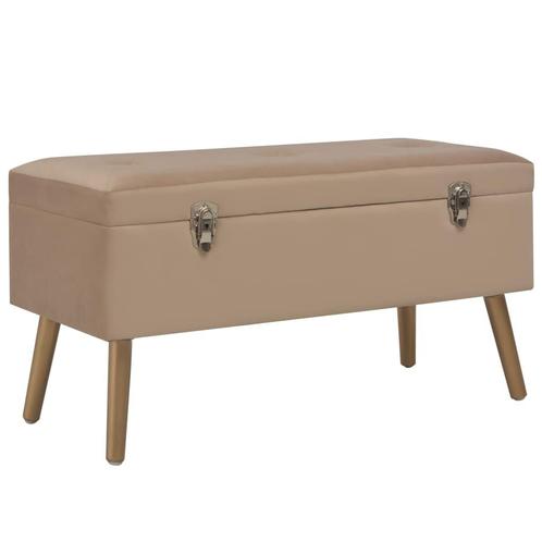 vidaXL Bankje met opbergvak 80 cm fluweel beige, Huis en Inrichting, Banken | Voetenbanken en Poefen, Nieuw, Verzenden