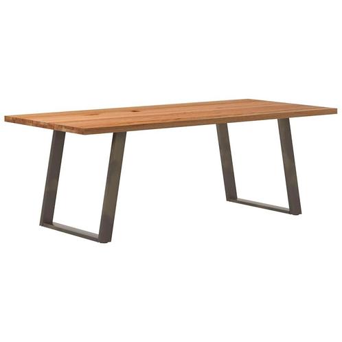 vidaXL Eettafel rechthoekig 220x100x74 cm massief eikenhout, Huis en Inrichting, Tafels | Eettafels, Nieuw, Verzenden