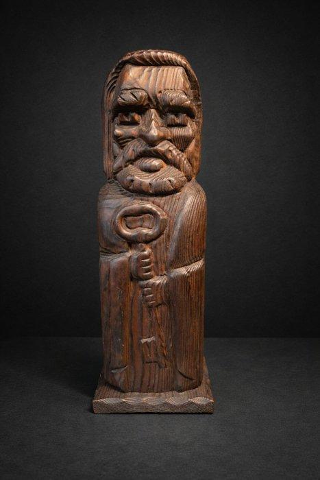 Beeld, Sint Petrus wijn houder - 41 cm - Hout, Antiek en Kunst, Antiek | Boeken en Bijbels