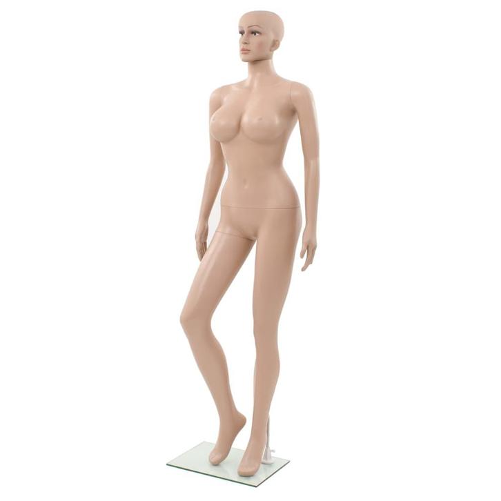 vidaXL Etalagepop sexy vrouw met glazen voet 180 cm beige, Zakelijke goederen, Kantoor en Winkelinrichting | Winkel en Inventaris