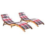 vidaXL Ligbedden 2 st met kussens massief acaciahout, Tuin en Terras, Ligbedden, Verzenden, Nieuw