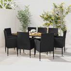 vidaXL 9-delige Tuinset poly rattan zwart, Nieuw, 8 zitplaatsen, Tuinset, Verzenden