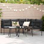 vidaXL Tuinbank met kussens L-vormig staal en textileen, Tuin en Terras, Tuinsets en Loungesets, Verzenden, Nieuw, Rvs