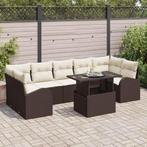 vidaXL Tuin Sofa Set met kussen 8 pcs Bruin Poly riet, Verzenden, Nieuw, Rotan